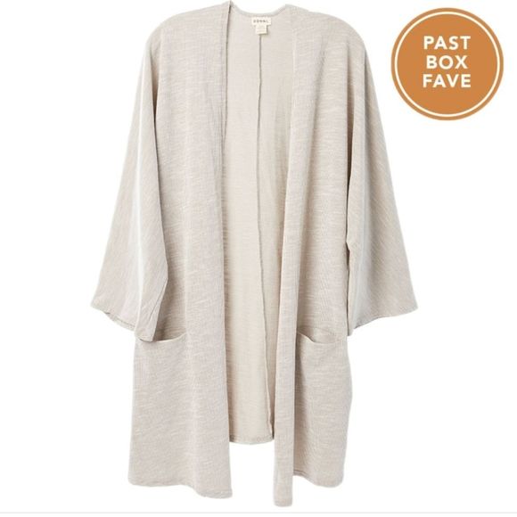 💐 Donni Ribbed Sweater Coat Size 0-16 Beige - Picture 2 of 9